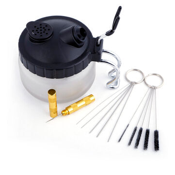 AGILE 0.2/ 0.3/0.5mm Airbrush Cleaning Pot Glass Air Brush Holder Clean Paint Jar Bottle Sprayer Was