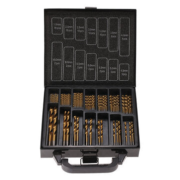Drillpro 99Pcs HSS Drill Bits with Metal Case 1.5-10mm High Speed Steel Titanium Plated Twist Drill