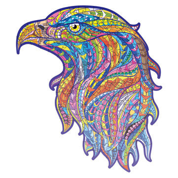 A3/A4/A5 Wooden Eagle Head Puzzle Colorful Mysterious Charming Early Education Puzzle ... (SIZE: A3)