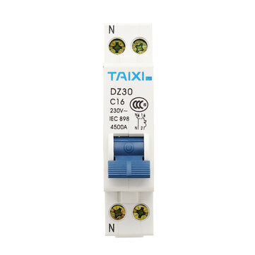 TAIXI DZ30-32 10A/16A/20A/25A 1P+N Miniature Circuit Breaker DPN Air Switch  (CURRENT: 16A)
