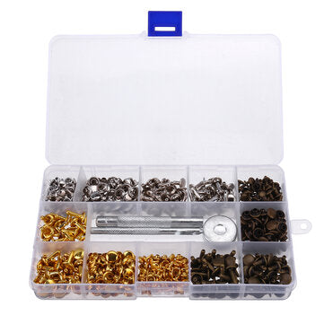 Sets Leather Craft Double Cap Rivets Tubular Metal Studs Fixing Tools Kit