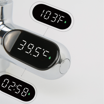 [Upgrade Version] V2 Water Shower Thermometer LED Celsius Fahrenheit Time Display Flow Self-Generati