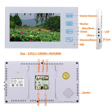 ENNIO 7 inch Record Wired Video Door Phone Doorbell Intercom System with AHD 1080P Camera