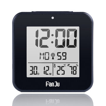 FanJu FJ3533 LCD Digital Alarm Clock Indoor Temperature Dual Alarm Snooze Backlig... (COLOR.: BLACK)