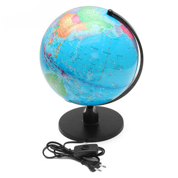 10" World Earth Globe Map Geography LED Illuminated for Desktop Decoration Education Kids Gift