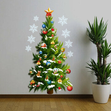 Christmas Party Home Decoration Removable Green Christmas Tree Wall Stickers For Kids Children Toys