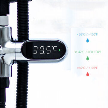 [Upgrade Version] V2 Water Shower Thermometer LED Celsius Fahrenheit Time Display Flow Self-Generati