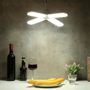 AC95-265V 60W E27 LED Light Bulb Foldable Fan Blade Angle Adjustable Ceiling ... (COLOR.: PUREWHITE)