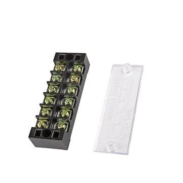 Excellway TB-2506 600V 25A 6 Position Terminal Block Barrier Strip Dual Row Screw Block Covered W/