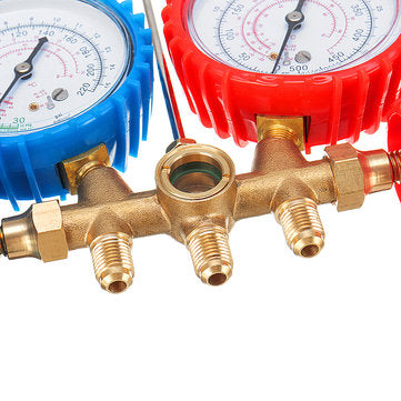 Dual Pressure Gauge A/C Diagnostic Manifold Tester Set HVAC R12 R22 R502 Charging Kit