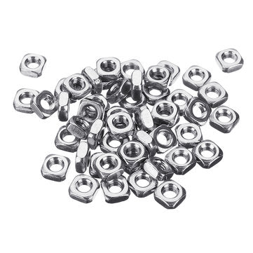 Suleve M3SN4 M3 304 Stainless Steel Square Nut Machine Screw Nuts 50Pcs