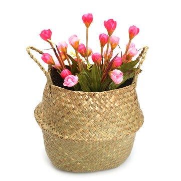 Seagrass Belly Basket 27x24 Handmade Storage Plant Pot Foldable Nursery Laundry Bag For Home Room Of