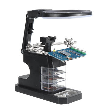 3X/4.5X/25X Soldering Iron Stand Holder Table Magnifier Illuminated Magnifying Glass Third Hand Magn