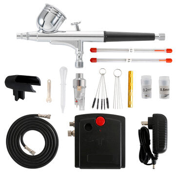 AGILE TC-100 Mini Air Pump Airbrush Set with Compressor 0.3mm Sprayer Airbrush Kit... (COLOR: BLACK)