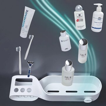 Wall-Mounted S Shape Toothbrush Holder Waterproof Strong Load-bearing Storage Rack Nail-free Bathroo