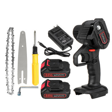 Kiwarm 88VF 6 Inch Portable Electric Chain Saw Pruning Saw... (PLUG: USPLUG | BATTERY: TWOBATTERIES)