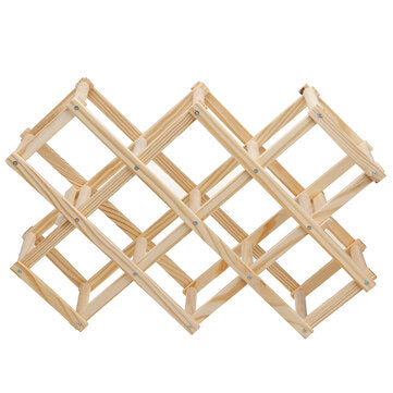 Foldable Wooden Drink Bottle Holder Natural Drink Shelves Rack Holder Storage Disp... (TYPE: 8SLOTS)