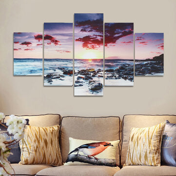 5 Piece Wall Art Canvas Sunset Sea Wall Art Picture Canvas Painting Home Decor Wall Pictures for Liv