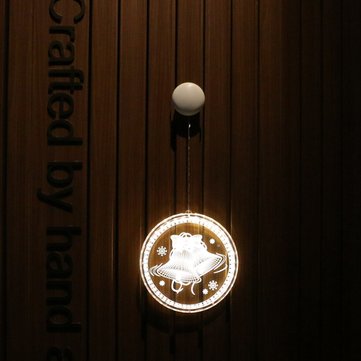 Christmas Bell Pattern 3D Christmas Hanging Night Lamp Battery LED String Light Garland Home Decorat