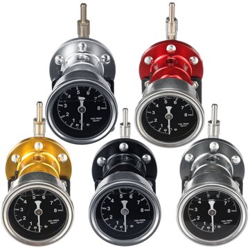 Universal Adjustable Aluminum Auto Pressure Regulator Pressure Gauge Tools Kit (COLOR.: BLACK)