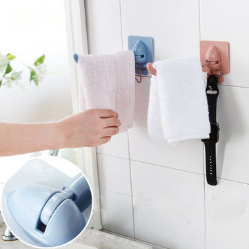Non-trace Free Nail Hat Coat Clothes Towel Holder Kitchen Bath Wall Door Hanger Ho... (COLOR.: BLUE)
