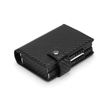 RFID Protection Card Holder PU+Aluminum Alloy Two Layer Side Popup Design Ca... (COLOR: CARBONFIBER)