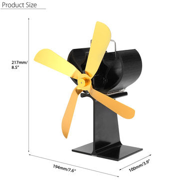 4 Blades Fuel Saving Heat Powered Stove Fan For Wood Burner Fireplace Eco Friendly