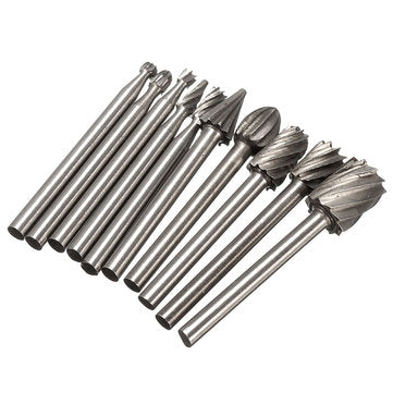 Drillpro RB2 10pcs HSS Router Bit Burr For Dremel and Rotary Engraving Wood Working Tool