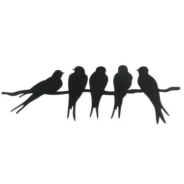 Bird Silhouettes Garden Fence Decor Woodpecker Robin Steel for Home Country Yard Art Decoration