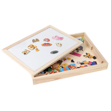 Wooden Magnetic Puzzle Kids Circus Drawing Board Educational Puzzle Toys Gifts