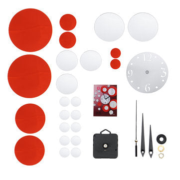 Creative DIY 3D Mirror Wall Acrylic Clock Sticker Unique Big Number Modern Decorati... (COLOR1: RED)