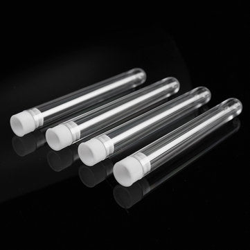 50Pcs 12x100mm Clear Plastic Test Laboratory Tubes Container with White Push Caps