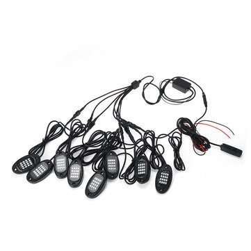 8PCS Underglow RGB LED Rock Lights Neon 8Pods LED Light Off-Road UTE ATV Boat