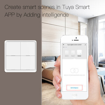 MoesHouse 4 Gang Tuya ZB Wireless 12 Scene Switch Push Button Controller Battery Powered Automation