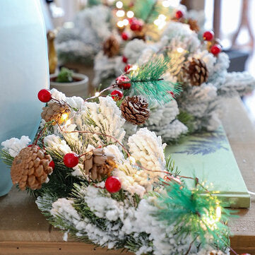 Christmas Pine Cone String Lights Red Melons & Pine Cores Christmas Tree Snowman Indoor Garden Party