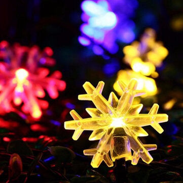 6.5m 30 LED Solar Powered Snowflake String Light Christmas Tree Out... (LIGHT COLOR: COLOURFULLIGHT)