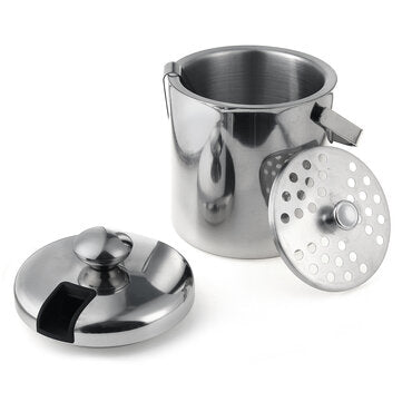 1.3L Double-layer 304 Stainless Steel Ice Bucket Round Small Bucket with Handle