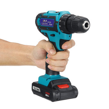 Drillpro 88VF Cordless Electric Drill Rechargeable Screwdriver 18+1 Torque W/ 2 Li-ion Battery