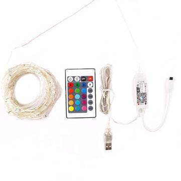 DC5V Smart APP USB 10M 100 LED String Light+WiFi Controller+24Keys IR Remote Control for Holiday Par