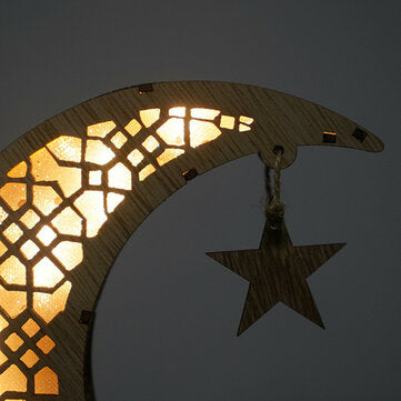 Muslims Crafts Decoration Ramadan Gifts Luminous Wooden Gift Pattern Customized Decoration Display C