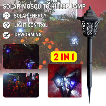 Waterproof Solar Panel LED Mosquito Lamp Light-Control Fly Bug Insect Zapper Killer Trap Light for O