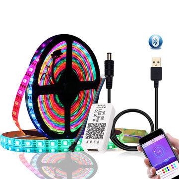 DC5V 1M 2M WS2812B 5050 bluetooth USB APP Control RGB Individually ... (LENGTH: 2M | WATERPROOF: NO)
