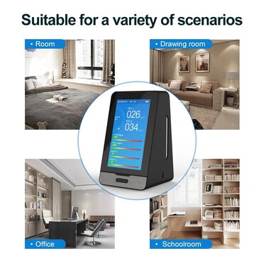WIFI PM2.5 PM1.0 PM10 Temperature Humidity Air Quality Monitor 4.3 Inch LED Display Intelligent CO2