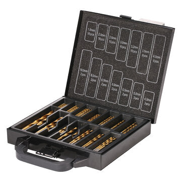 Drillpro 99Pcs HSS Drill Bits with Metal Case 1.5-10mm High Speed Steel Titanium Plated Twist Drill