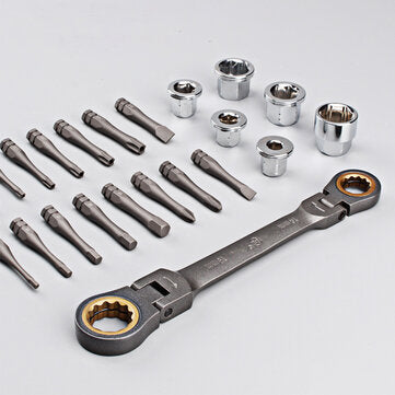 Multifunction Ratcheting Socket Wrench Set Metric with Adapter Socket Screwdriver