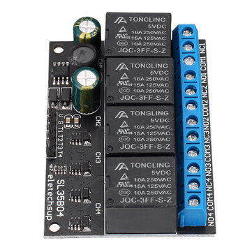 4 Channel 12V Bistable Self-locking Relay Module Button MCU Low-level Control Switch Board