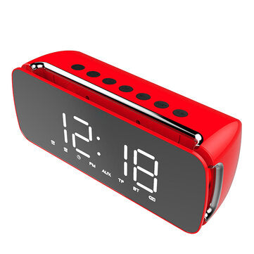 Dido LED LCD Screen Mirror Clock Hi-Fi Fuction bluetooth TF AUX Play FM Broadcast R... (COLOR.: RED)
