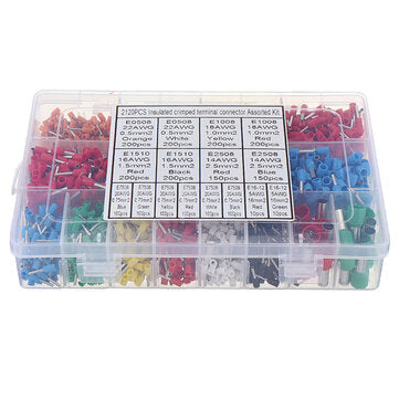 Aemedy 2120pcs Insulated Cord Pin End Terminals Tin-Plated Copper Crimp Connector Ferrules Kit Set