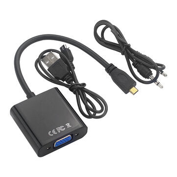 Catda C2331 Micro HDMI to VGA Video Signal Converter with Power Supply Function Display Adapter for