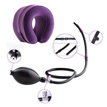 YUWEILL C-shape Cervical Neck Traction Device Spine Massage Travel Pillow Collar Brace Neck Stretche